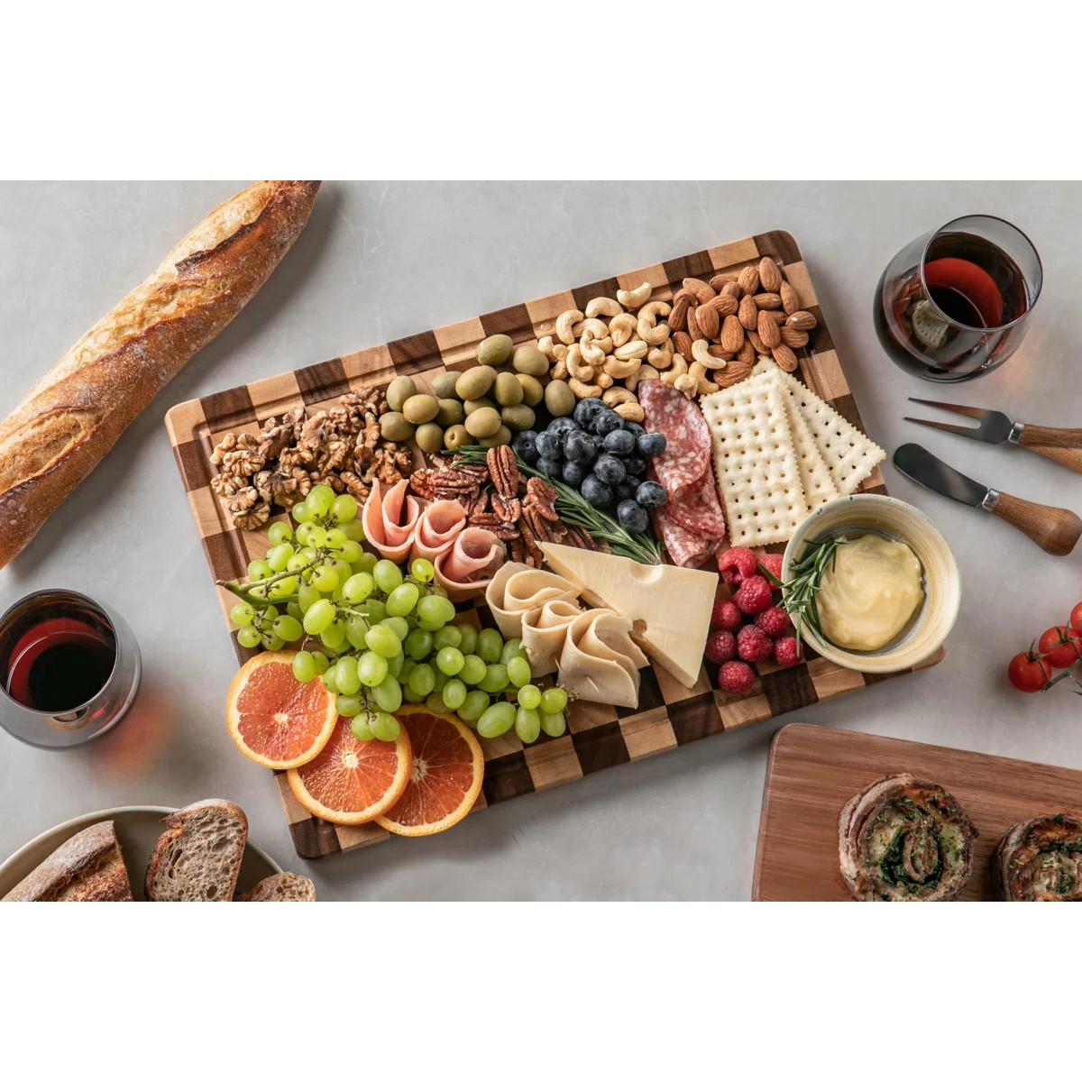 Cutting Boards,Cutting Board,Chopping Board With Juice Grooves & Handles (Checkered) | Wayfair North America