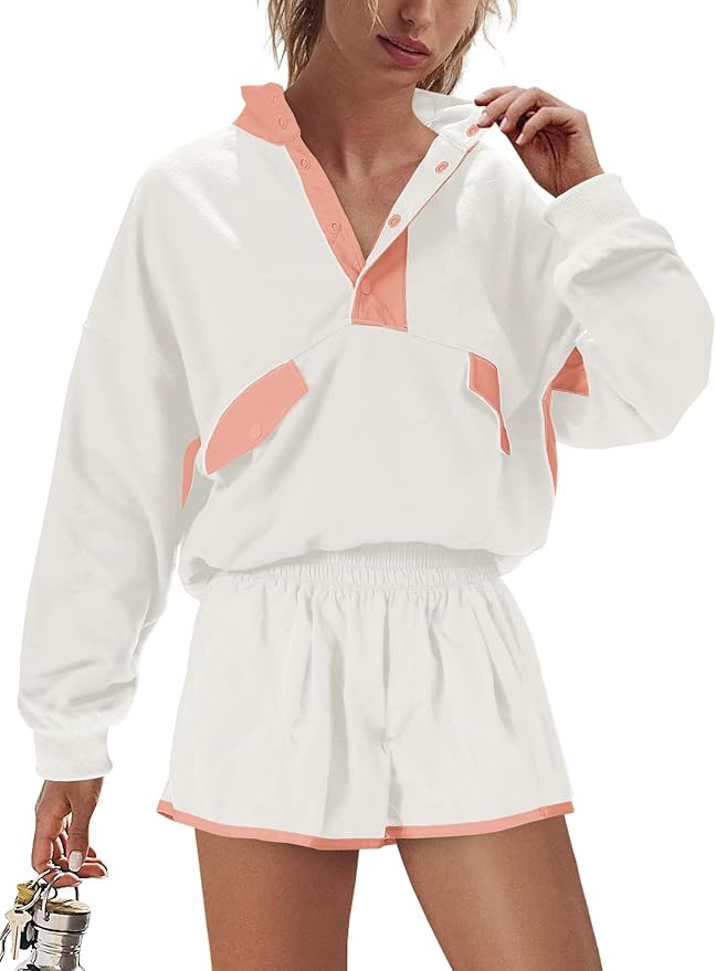 Nirovien Womens Workout Sets Short Athletic Set Activewear 2 Piece Outfits Pullover Sweatshirt an... | Amazon (US)