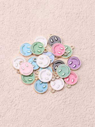 20pcs Mixed Color Zinc Alloy Emoticon Design Bead For Diy Necklace, Bracelet Making | SHEIN USA | SHEIN
