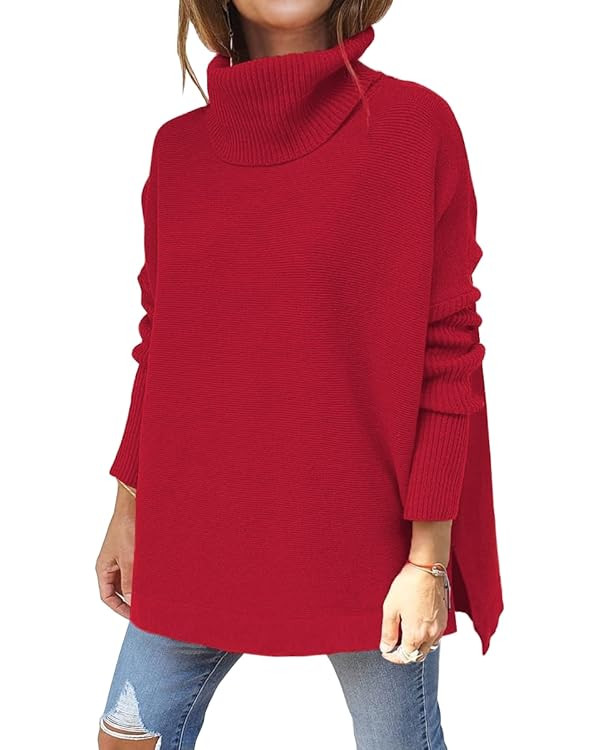 EFAN Women's Turtleneck Oversized Sweaters Fall Outfits Clothes Long Pullover Winter Tunic Tops 2... | Amazon (US)