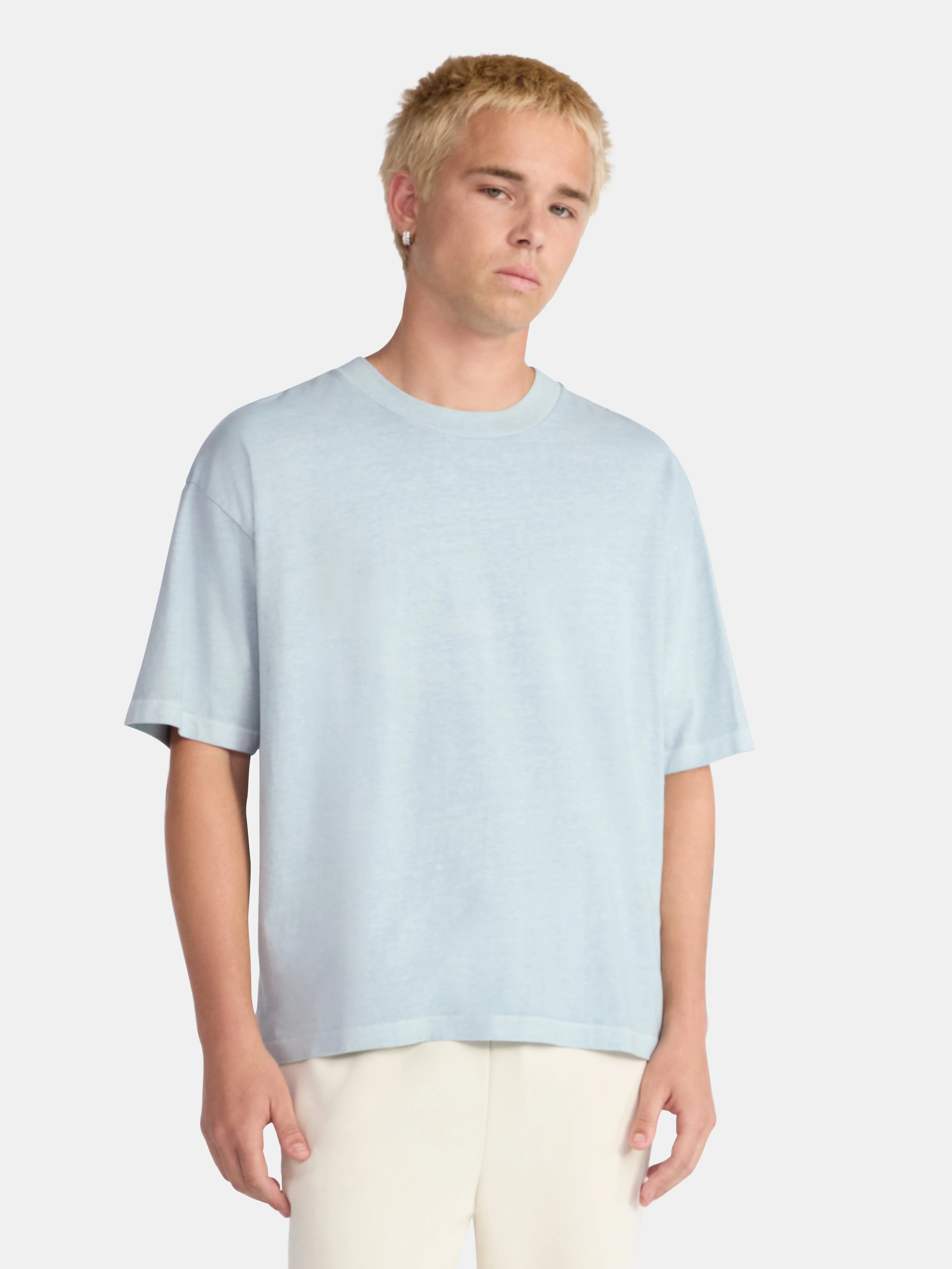 No Boundaries Cotton Oversized Cropped Tee, Men's & Big Men's | Walmart (US)