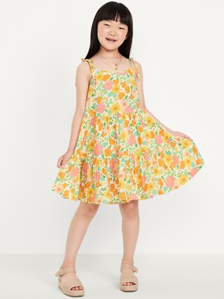 Printed Sleeveless Double-Weave Tiered Dress for Girls | Old Navy (US)