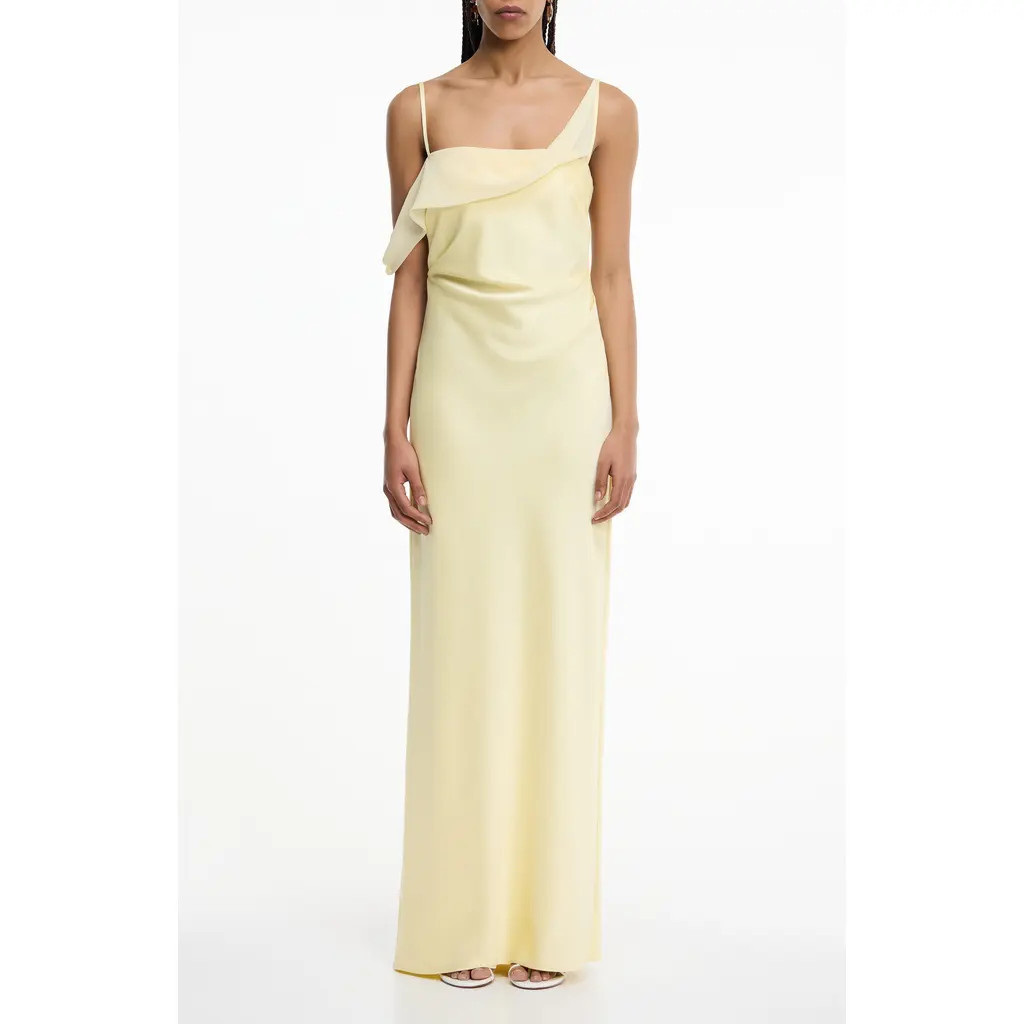 Significant Other Devlyn Satin & Chiffon Gown in Butter at Nordstrom, Size 4 Us | Nordstrom