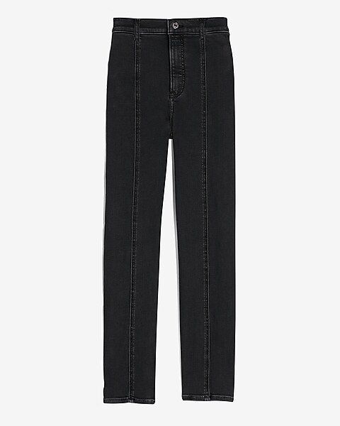 Super High Waisted Black Seamed Slim Jeans | Express