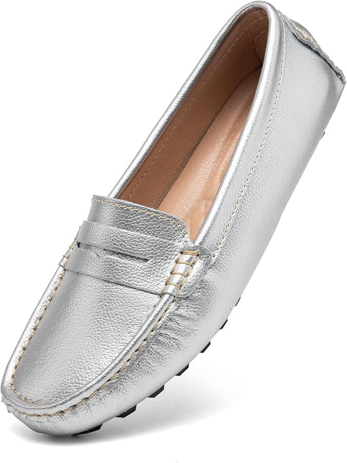 BEAUSEEN Women's Genuine Leather Penny Loafers Classic Driving Moccasins Casual Slip On Comfort W... | Amazon (US)