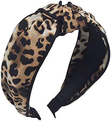 Leopard Print Headbands for Women - 1Pcs Hair Hoops with Cross Knot Hairbands with Cloth Wrapped ... | Amazon (US)