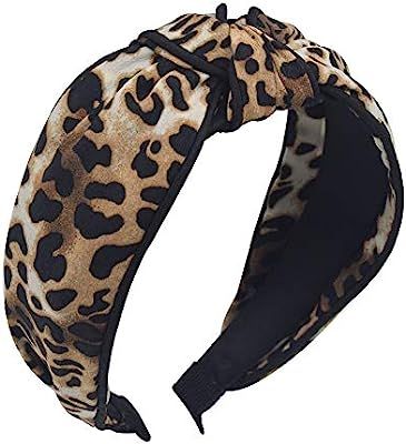 Leopard Print Headbands for Women - 1Pcs Hair Hoops with Cross Knot Hairbands with Cloth Wrapped ... | Amazon (US)