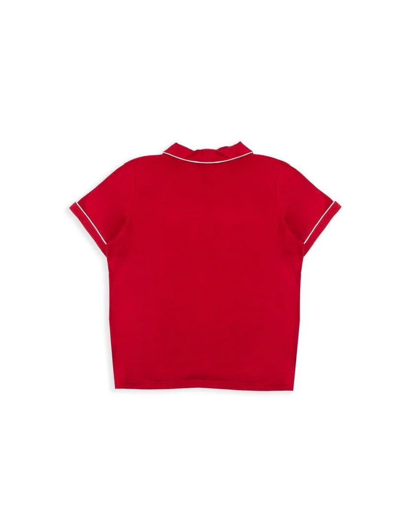 Forever 21 Piped-Trim Top & Shorts Pajama Set, Color-Red/Ivory, Size-Xs | Walmart (US)