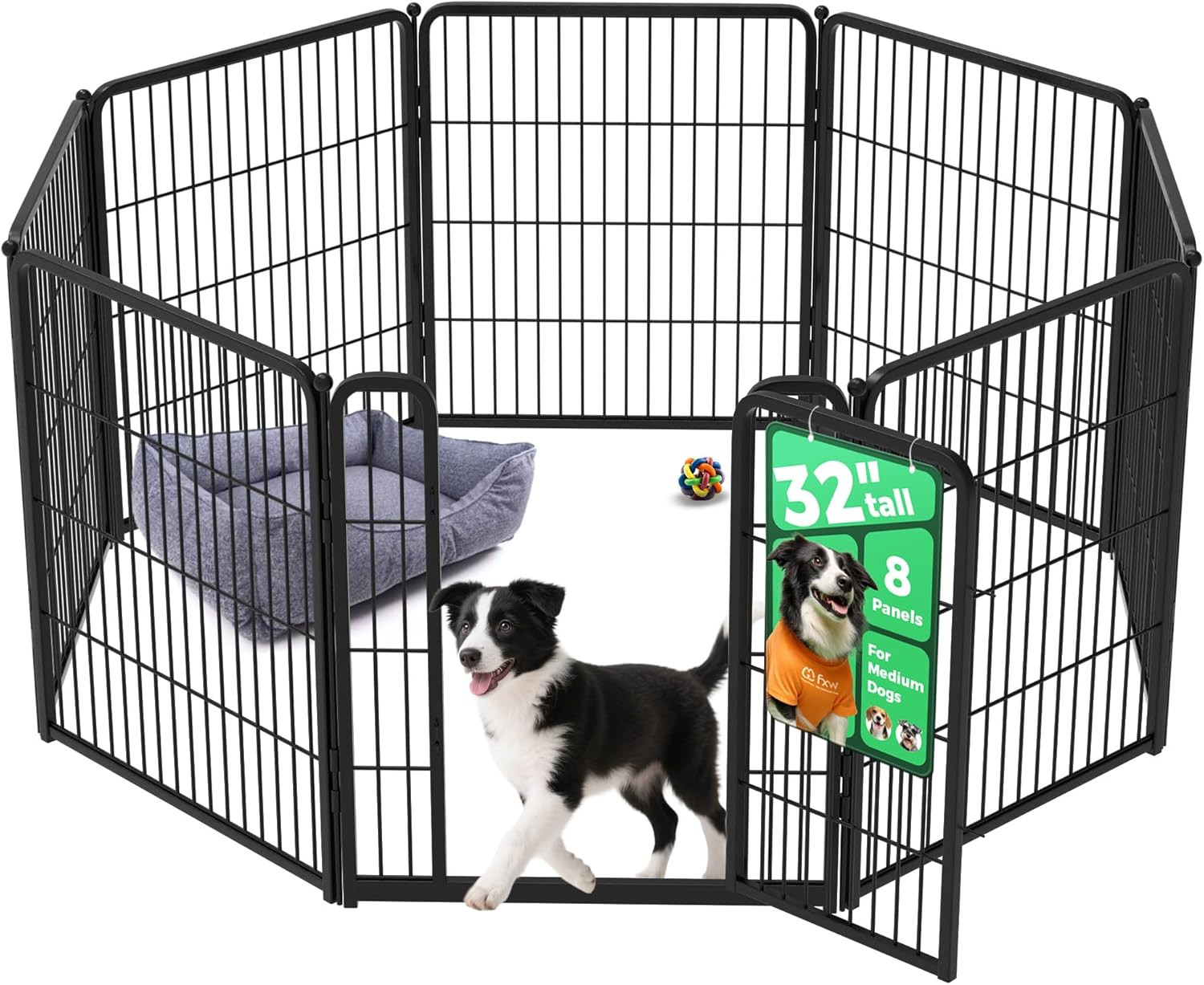 FXW Homeplus Indoor Dog Playpen, 32" H, 8 Panels, for Small & Medium Dogs | Amazon (US)