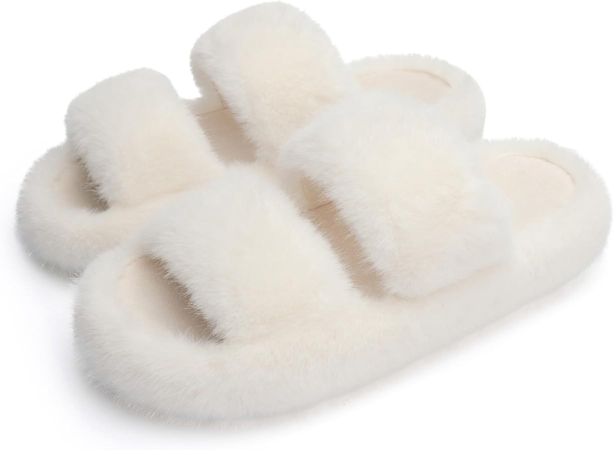 Women's Slippers Memory Foam Slippers for Women Fuzzy Comfy Faux Fur House Shoes Furry Bedroom In... | Amazon (US)