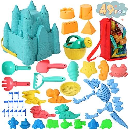 Beach Toys for Kids, 49 pcs Eco-Conscious Assortment of Toddler Beach Sand Toys, Reusable Mesh Be... | Amazon (US)