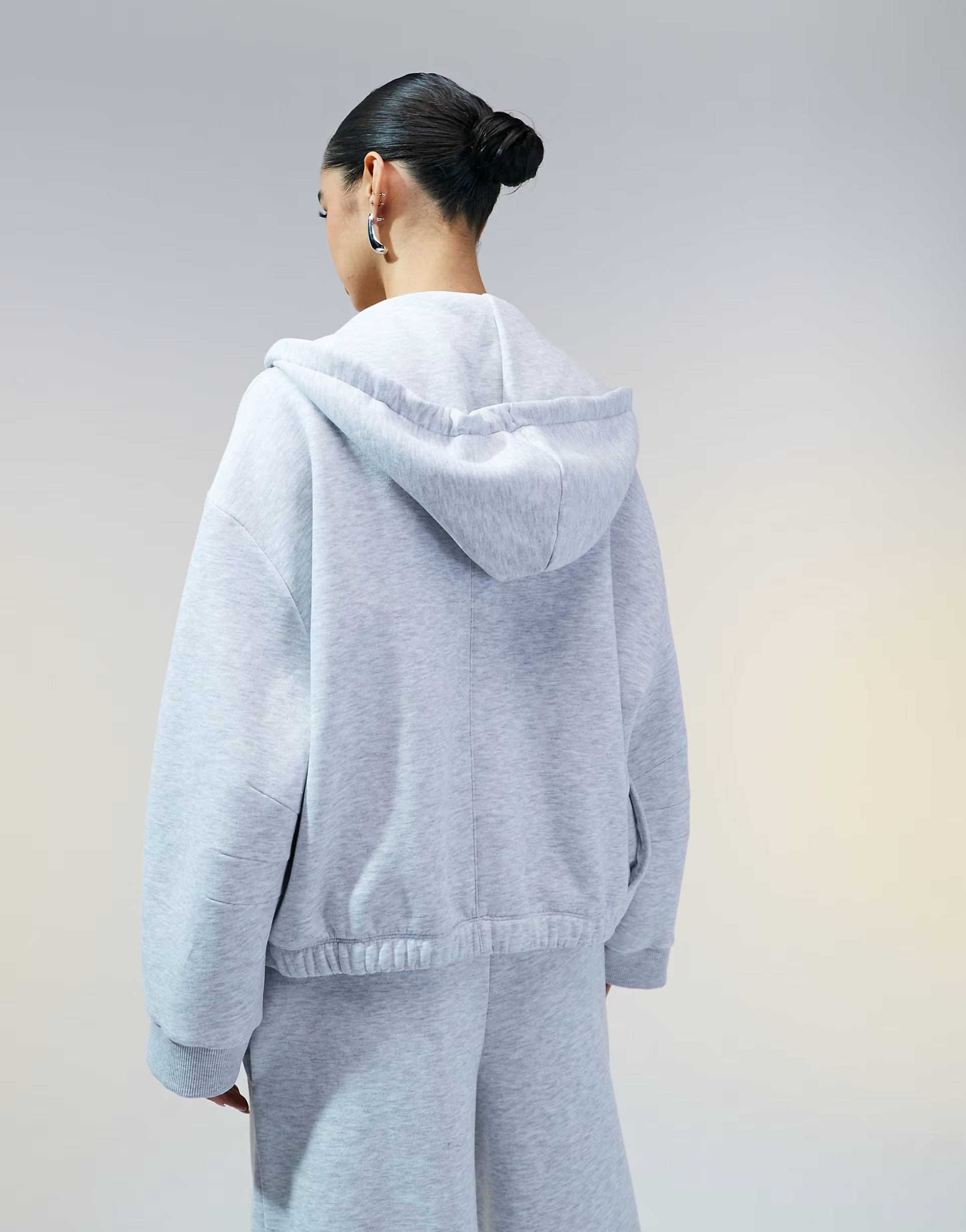 ASOS DESIGN co-ord zip through hoodie with bubble hem in grey marl | ASOS (Global)