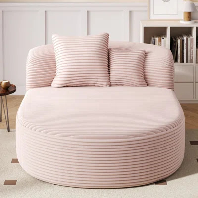 Modern Chaise Lounge Sofa Boneless Couch 51.6" Sofa Bed Compression Sofa Couch With Two Supportive Pillows For Living Room, Pink | Wayfair North America