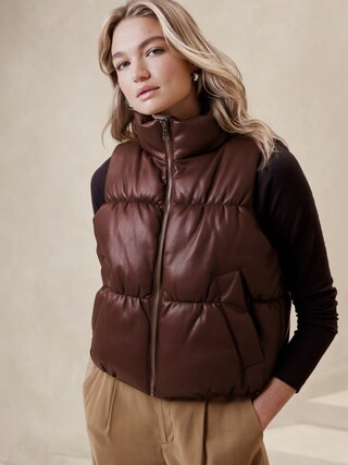 Vegan Leather Puffer Vest | Banana Republic Factory