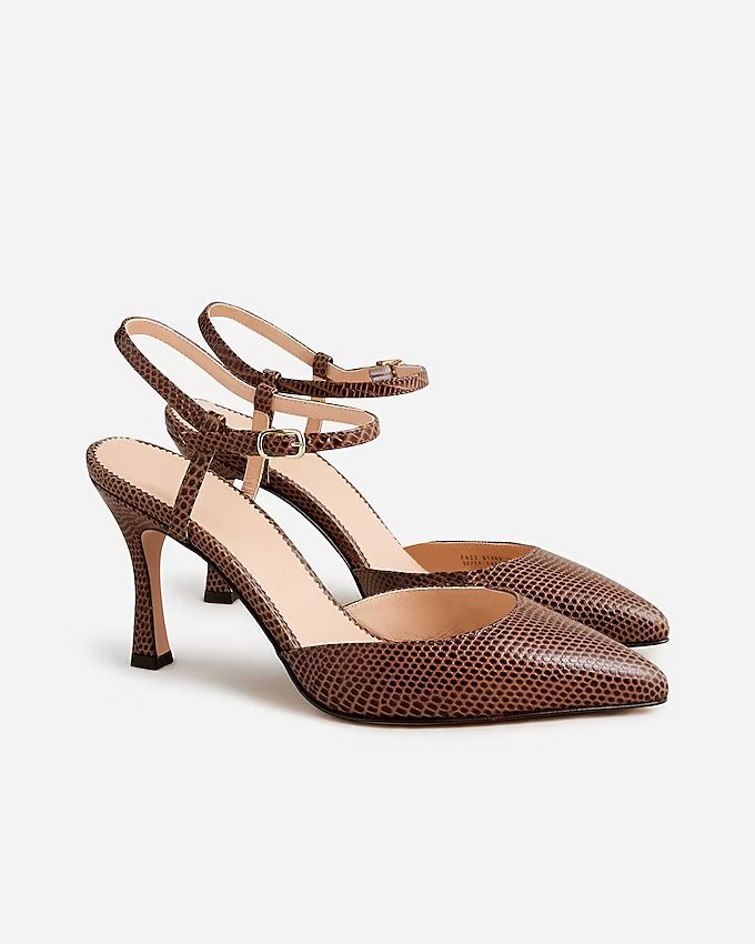 Elsie Made-in-Italy lizard-embossed leather heels | J. Crew US