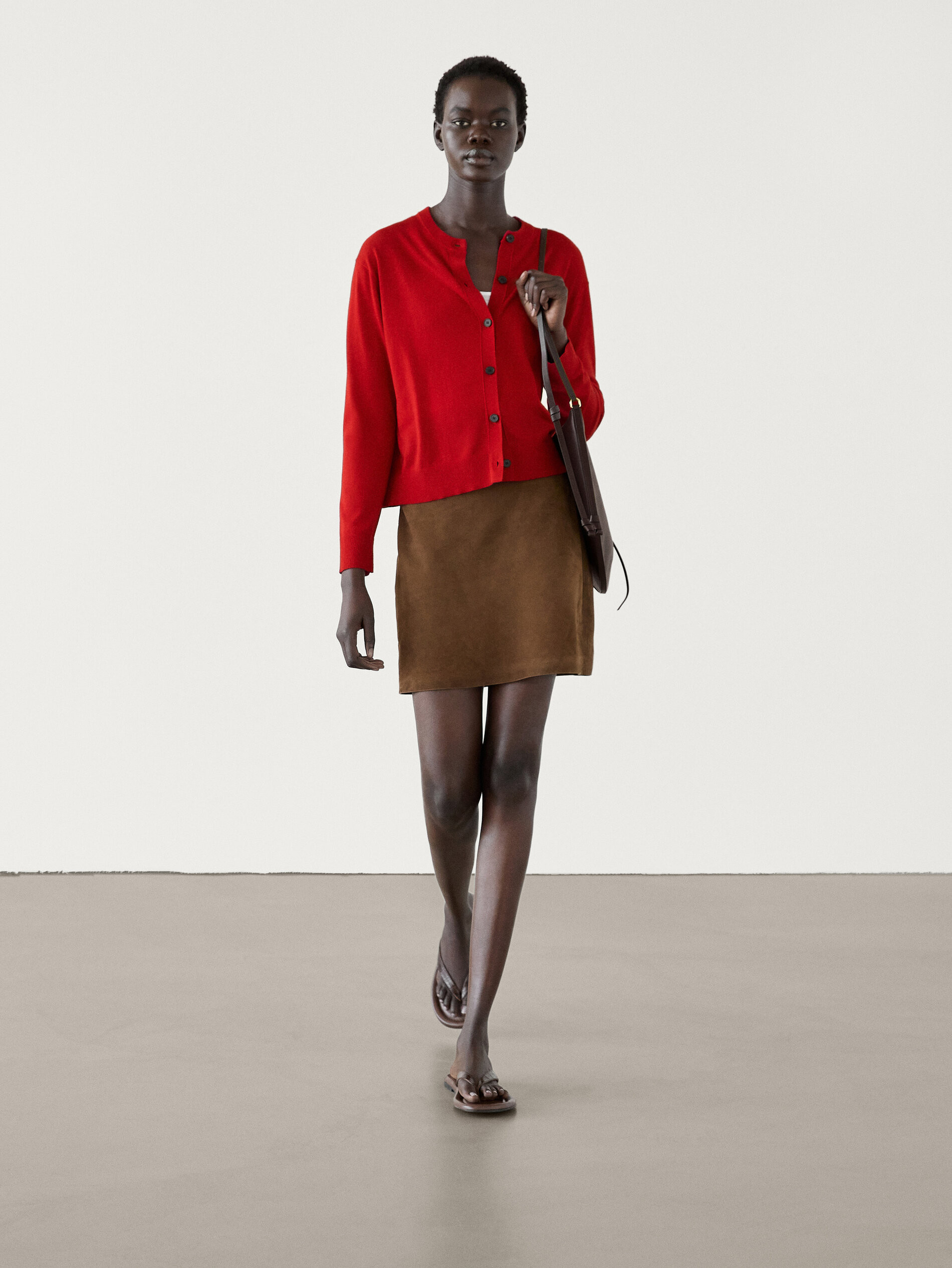 Crew neck knit cardigan | Massimo Dutti US