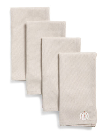 Set Of Four Embroidered Pumpkin Napkins | Marshalls