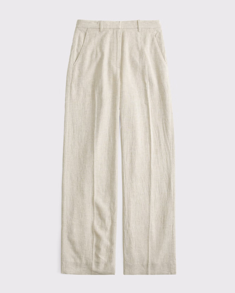 Tailored Linen-Blend Wide Leg Pant | Abercrombie & Fitch (US)