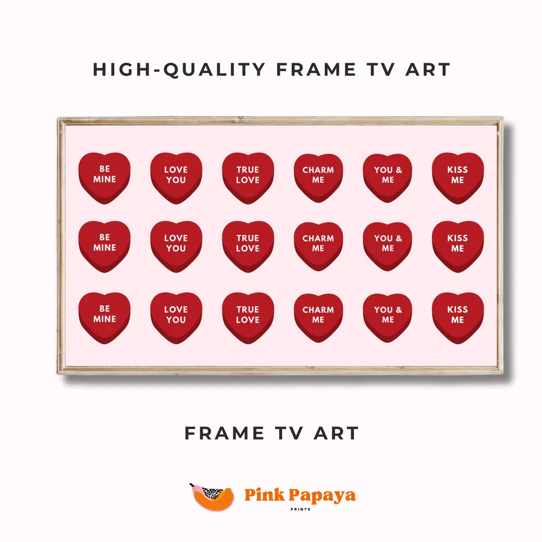Valentine's Day Frame TV Art Romantic Red Heart & Pink Galentines Day Decor Abstract Valentine He... | Etsy (US)