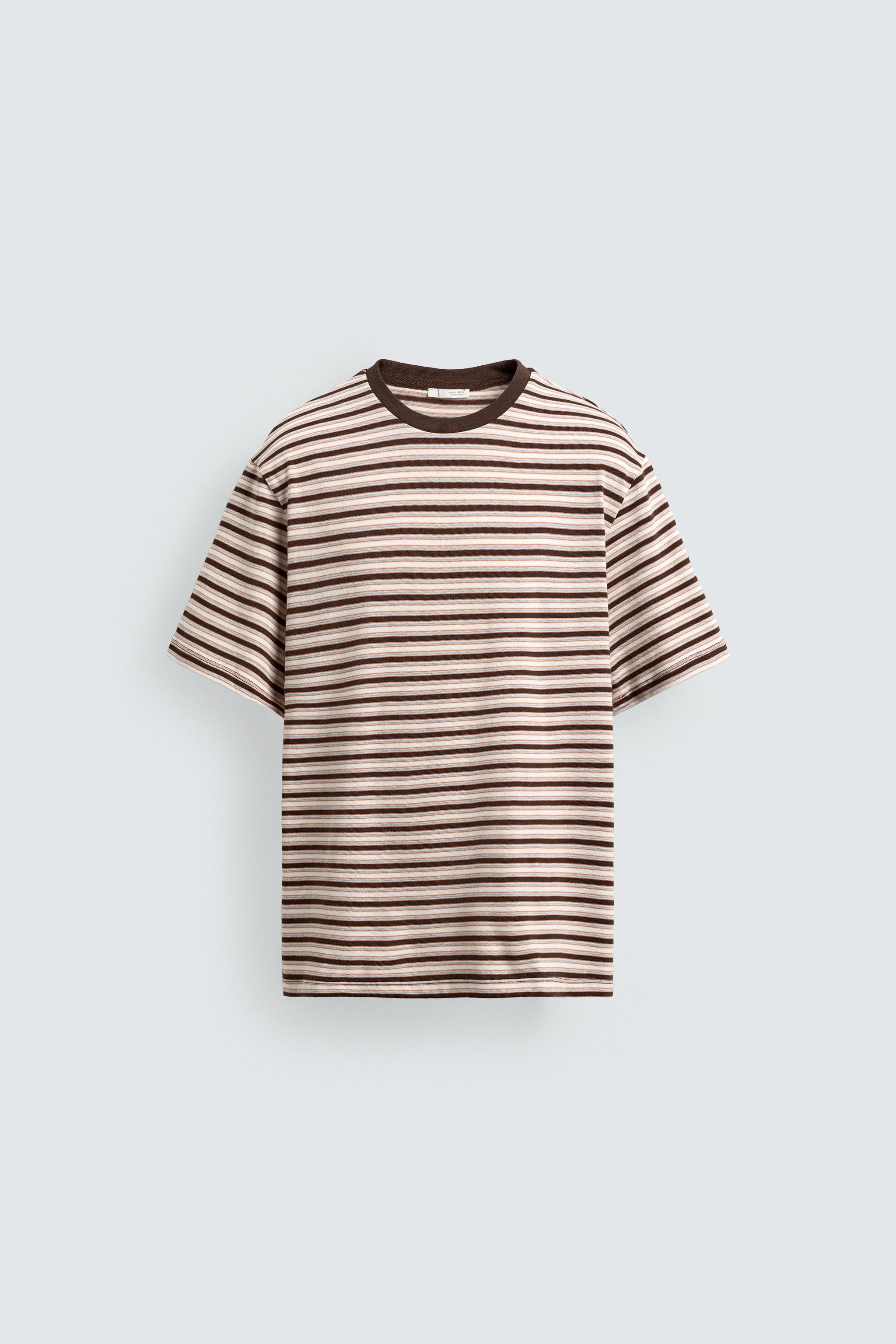 CONTRAST STRIPE JACQUARD T-SHIRT | Zara US