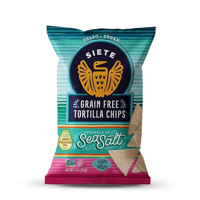 Siete Sea Salt Grain Free Tortilla Chips, 5 oz bags, 12-Pack | Amazon (US)