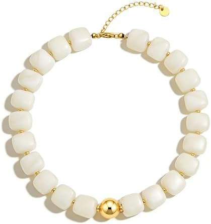 Chunky Beaded Necklace for Women Boho Colorful Statement Choker Necklaces Summer Beach Resin Jewe... | Amazon (US)