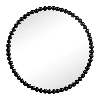 Wall Mirror With Black Metal Beaded Frame, Spacious Look For Home 32" Frame Mirror, Expands Visual Space | Wayfair North America