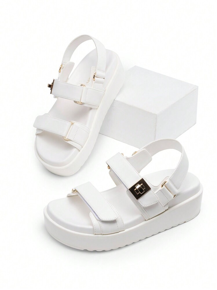 Women's Platform Wedge Sandals Slingback With Adjustable Straps Arch Support Comfortable And Suitable For Vacation Valentine's Day Commuting And Shopping Summer Shoes | SHEIN