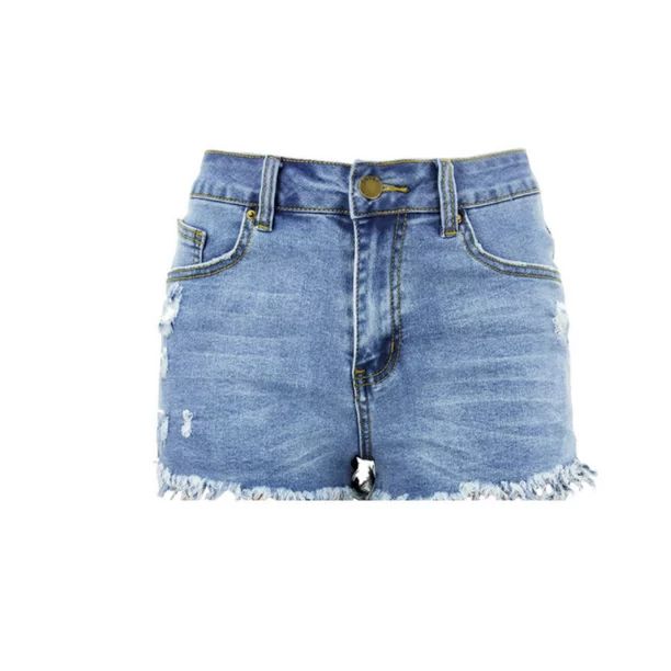 Women's Denim Shorts Mid Rise Ripped Jean Shorts Stretchy Folded Hem Hot Short Jeans | Walmart (US)