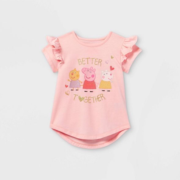 Toddler Girls' Peppa Pig 'Better Together' Short Sleeve Graphic T-Shirt - Pink | Target