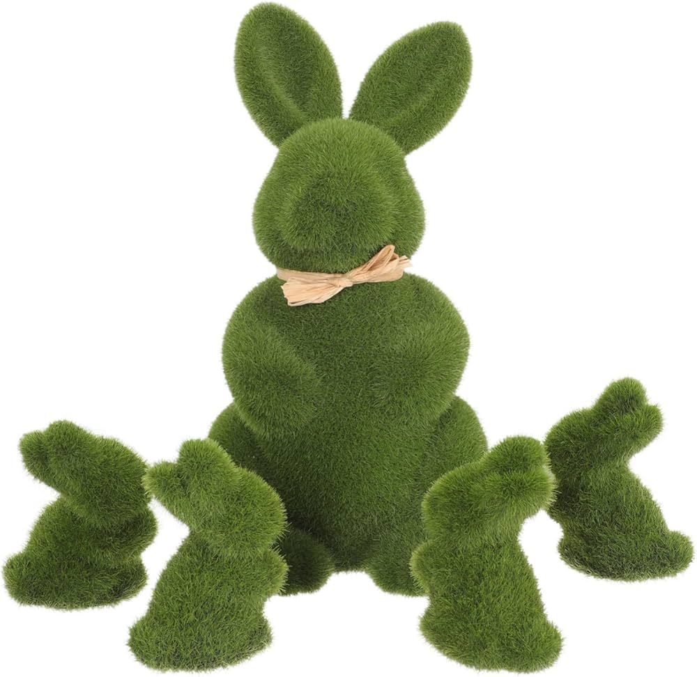 Cabilock Faux Moss Bunny 5Pcs Easter Moss Easter Furry Flocked Bunny Artificial Moss Rabbit Figur... | Amazon (CA)