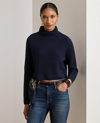 Women's Cropped Mock Neck Sweater | Macy's