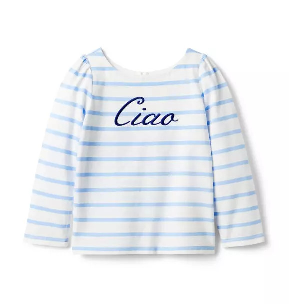 Striped Embroidered Ciao Tee | Janie and Jack