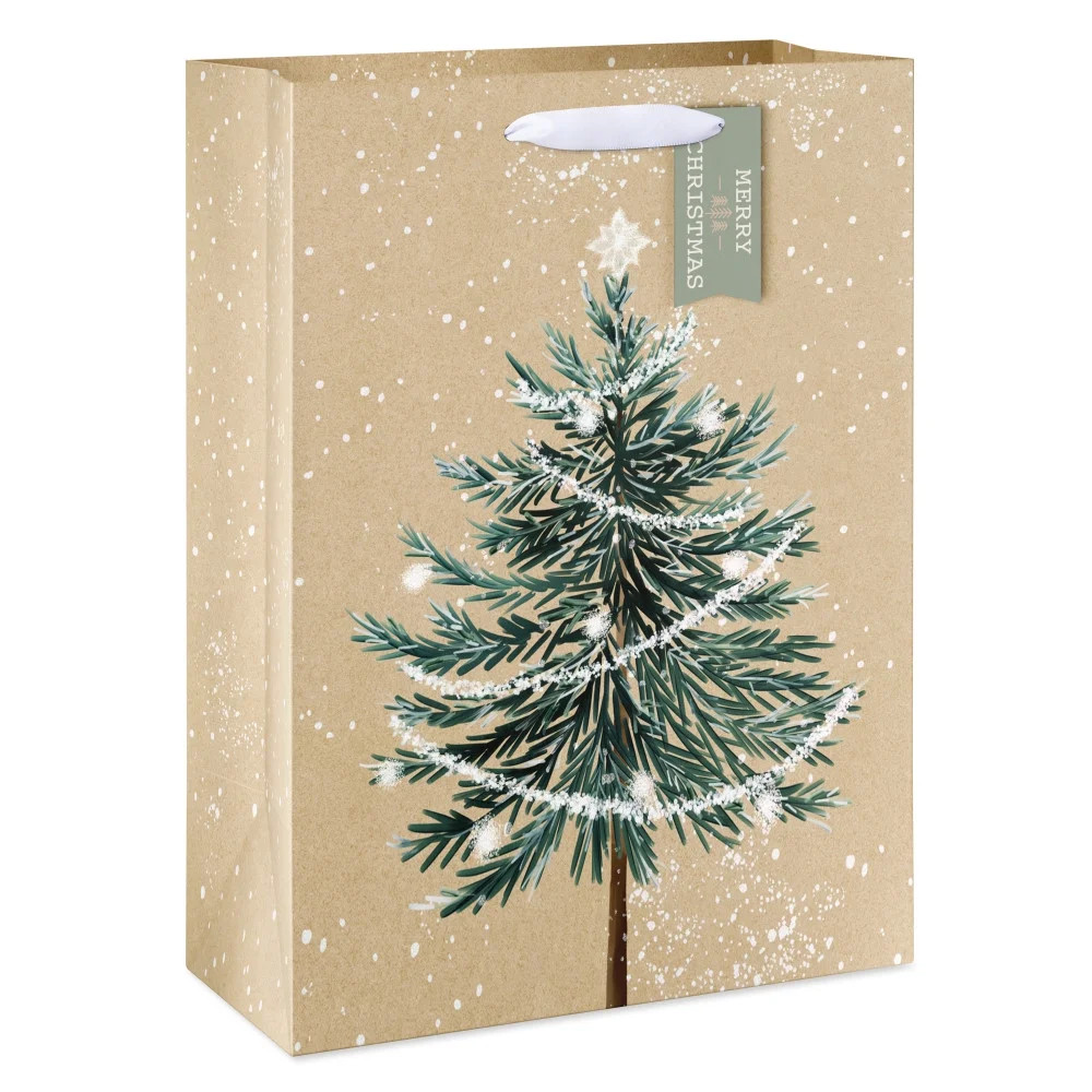 Plus Mark Kraft Christmas Tree Gift Bag, 13 in, 1 Count | Walmart (US)
