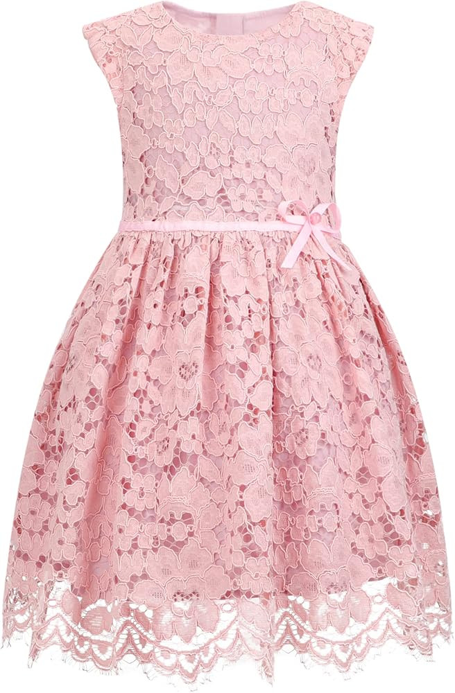 ALLOVIN Girls & Toddlers Spring Easter Sleeveless A-Line Lace Party Dress Flower Girl Dress with ... | Amazon (US)