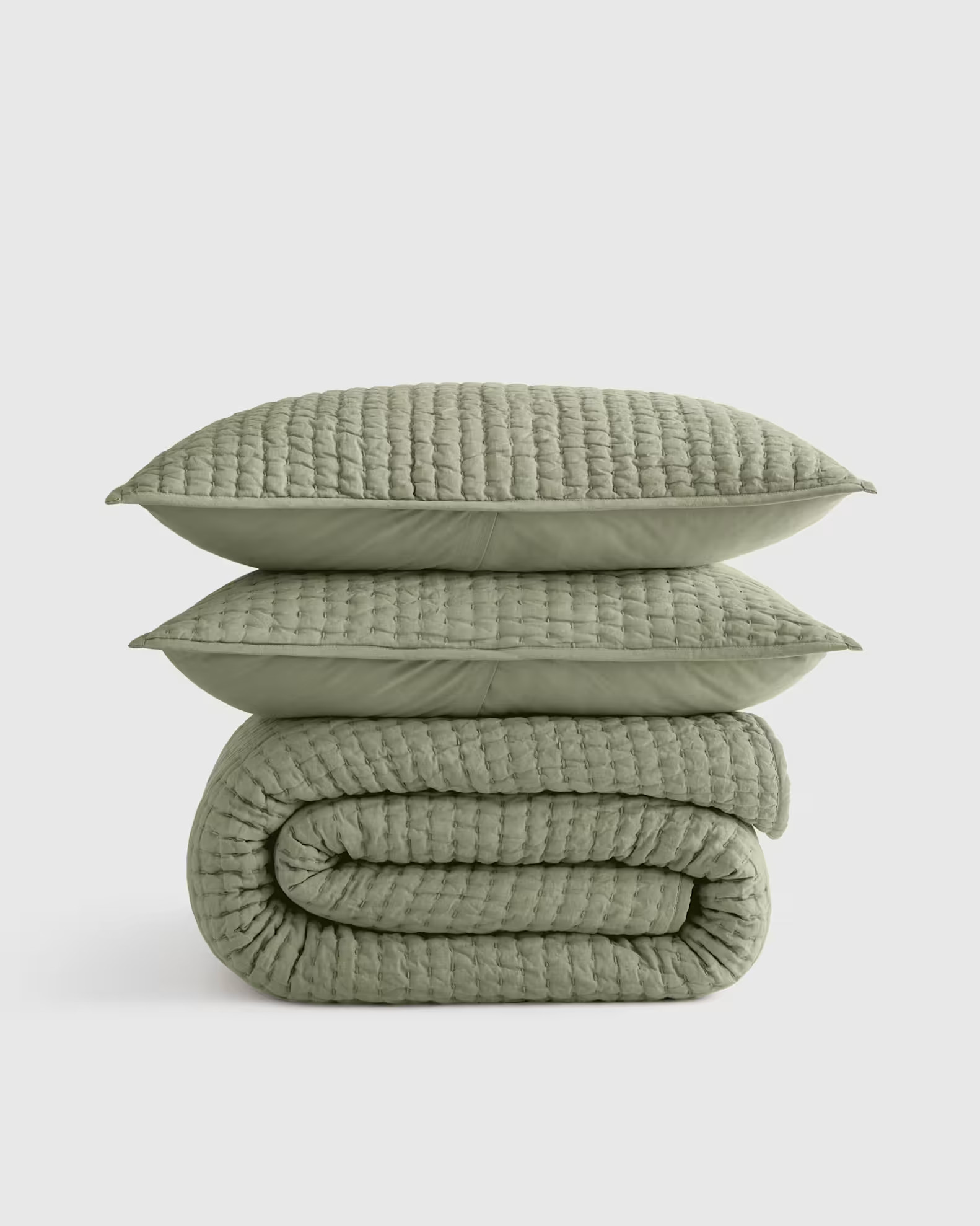 European Linen Cotton Stitch Quilt Set | Quince