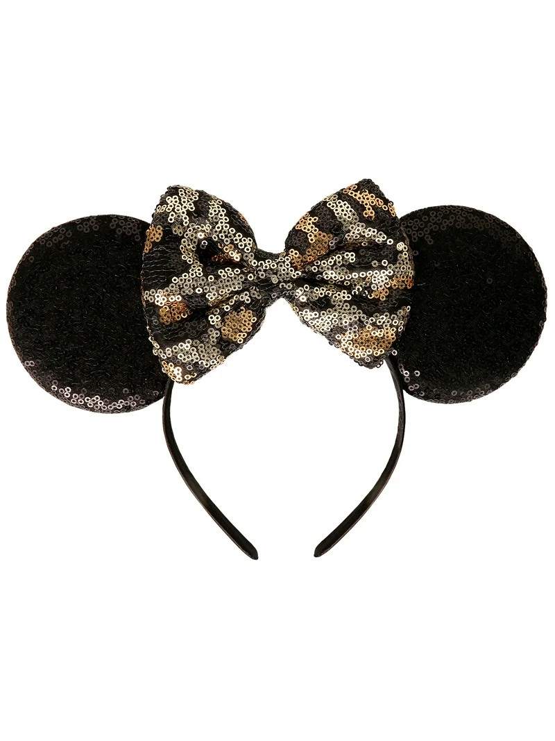 Disney- Minnie Mouse Ears Bow Headbands, Girl's Fashion Cheetah Sequin | Walmart (US)