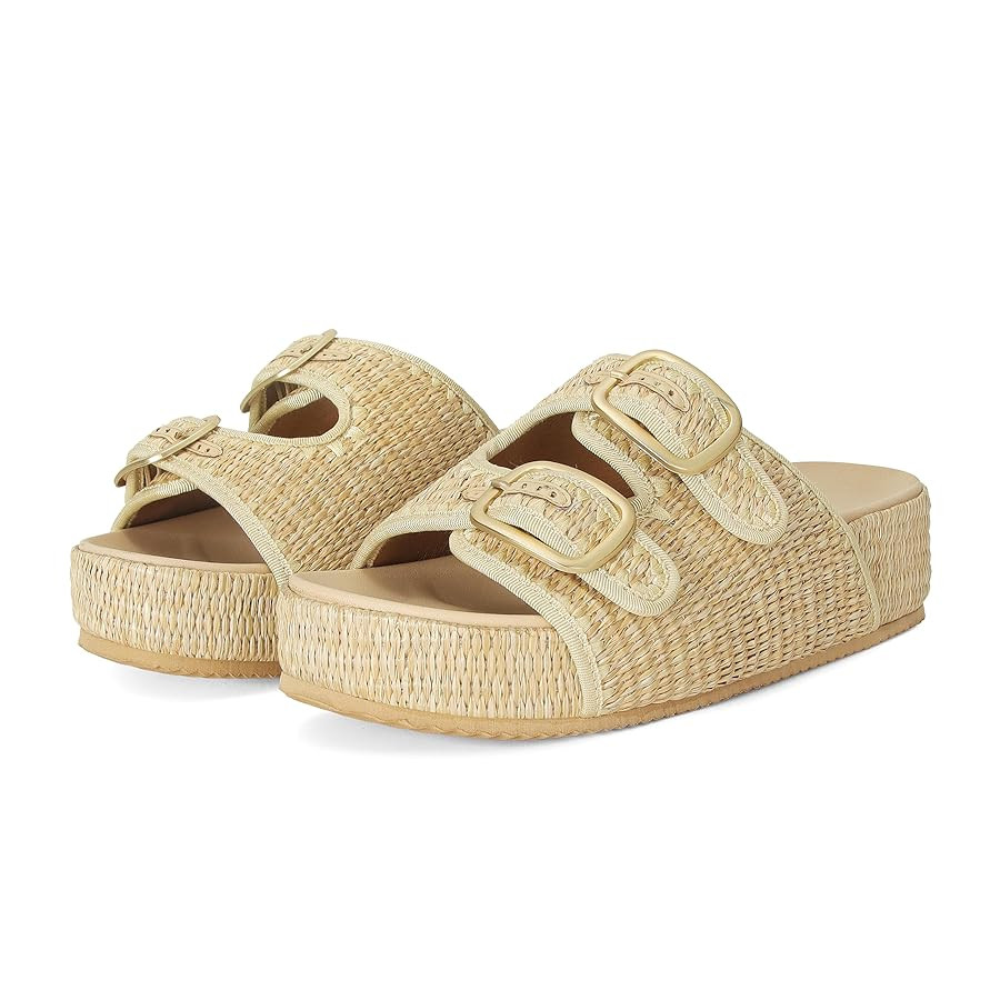 Raffia Sandals for Women Platform Slide Sandals Espadrille Adjustable Double Buckle Summer Comfor... | Amazon (US)