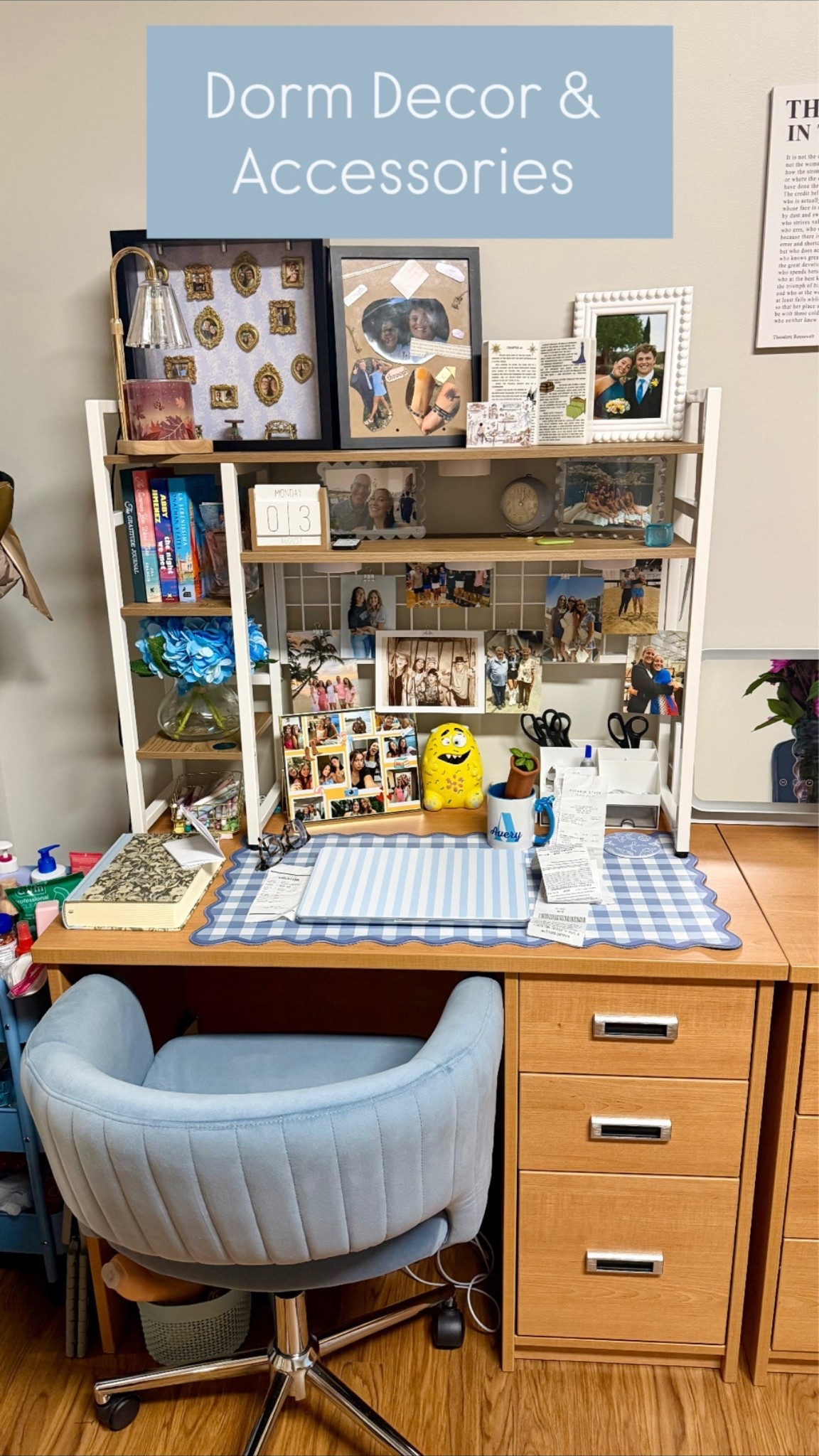 Dorm Decor & Accessories 

Creating a study space that’s both functional and personal was a must.

This desk hutch added so much storage while displaying favorite photos, books, and memories from home.

Everything she needs is within reach while still feeling organized.

Bonus: hutch was quick and easy to put together. Took about 40 minutes. 

Dorm desk
Desk hutch
College organization
Study space
Dorm accessories
Desk décor
College essentials
Desk mat
Desk chair 

#DeskSetup #DormDesk #StudySpace #CollegeOrganization #DormDecor #DormEssentials #CollegeLife #LTKHome #AtHome #college

#LTKU #LTKSaleAlert