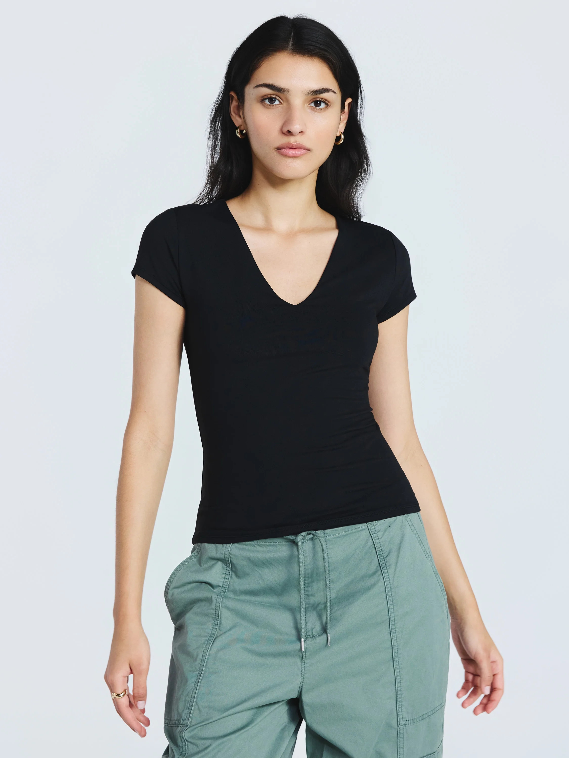 Scoop Women's and Women’s Plus Ultimate Refined Contour V Neck Tee, Sizes XS-4X | Walmart (US)
