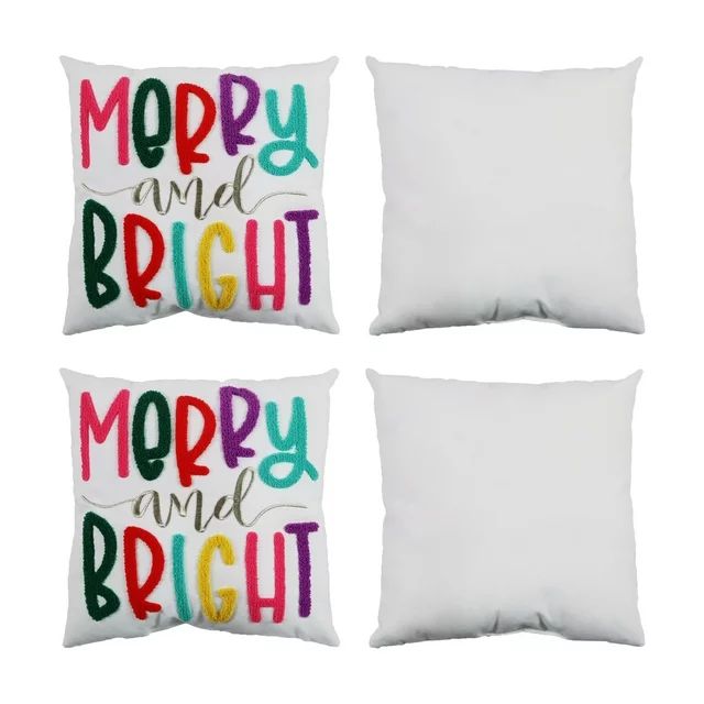 Holiday Time 2pack Merry & Bright Christmas Decorative Pillows, 14inch Sqaure - Walmart.com | Walmart (US)