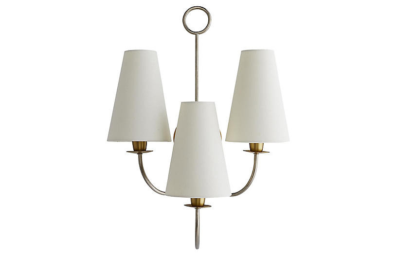 Toya Sconce, Vintage Silver/Off-White | One Kings Lane