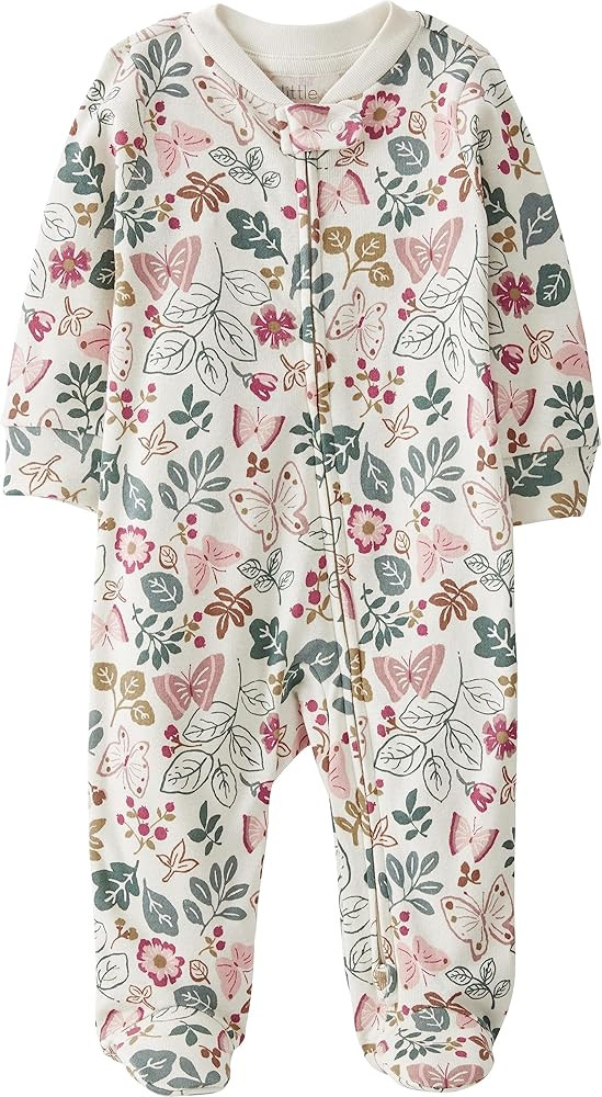 little planet by carter's Organic Cotton 2-Way Zip Sleep & Play, Butterflies Pink, 3M | Amazon (US)