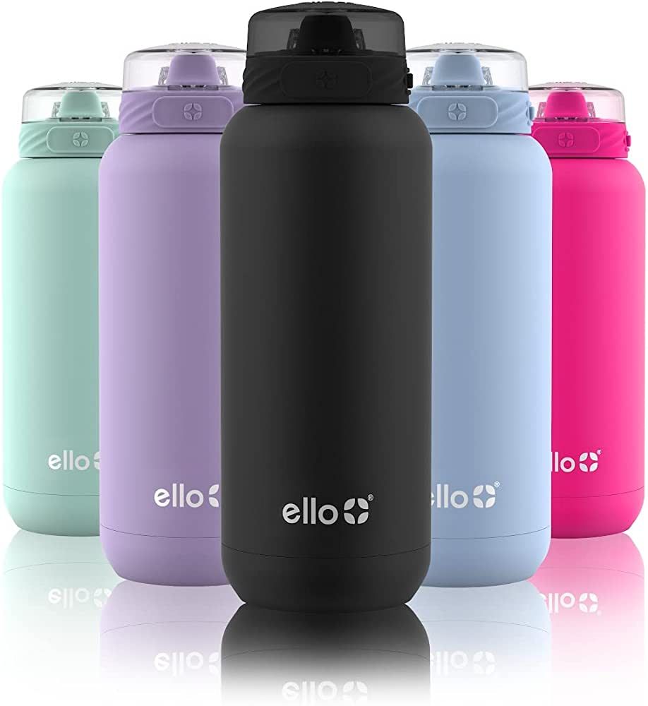 Ello Cooper Vacuum Insulated Stainless Steel Water Bottle with Soft Straw and Carry Loop, Double ... | Amazon (US)