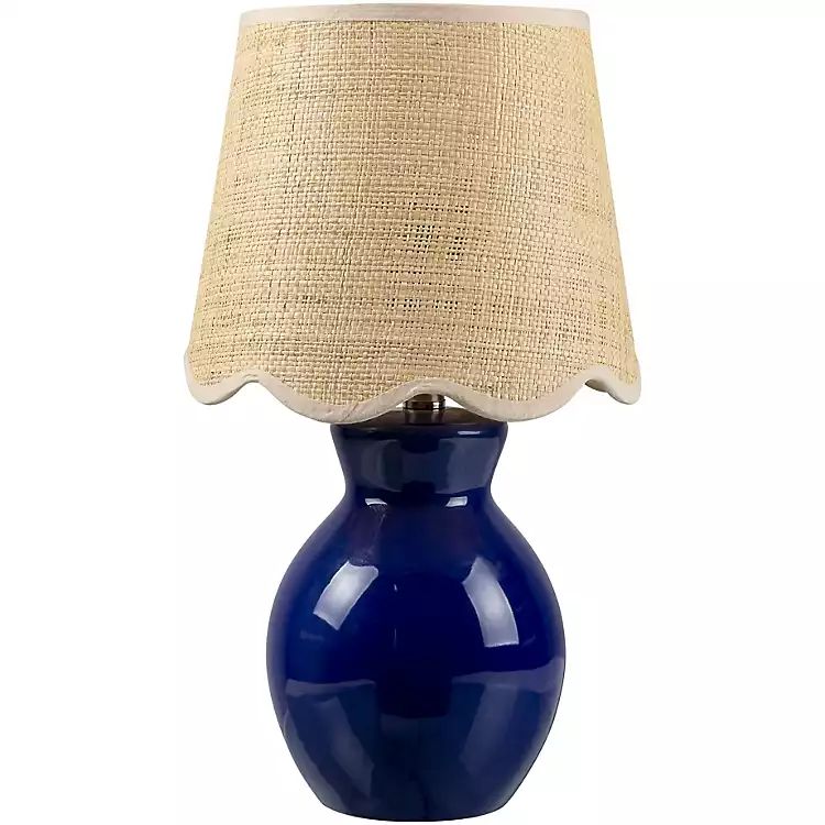 New! Stella Blue Mini Table Lamp with Woven Shade | Kirkland's Home