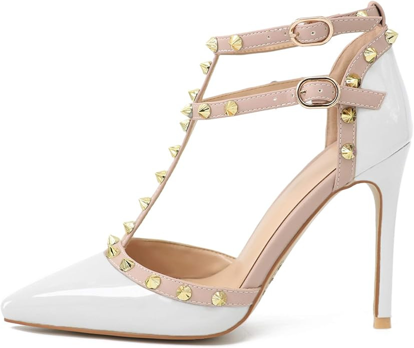 HECATER Ankle Strap Heels for Women Stilettos Pumps | Amazon (US)