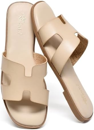 NianEr Womens Microfiber Leather Comfort Foam Support H Sandals Square Toe Dress Dressy Slip On C... | Amazon (US)