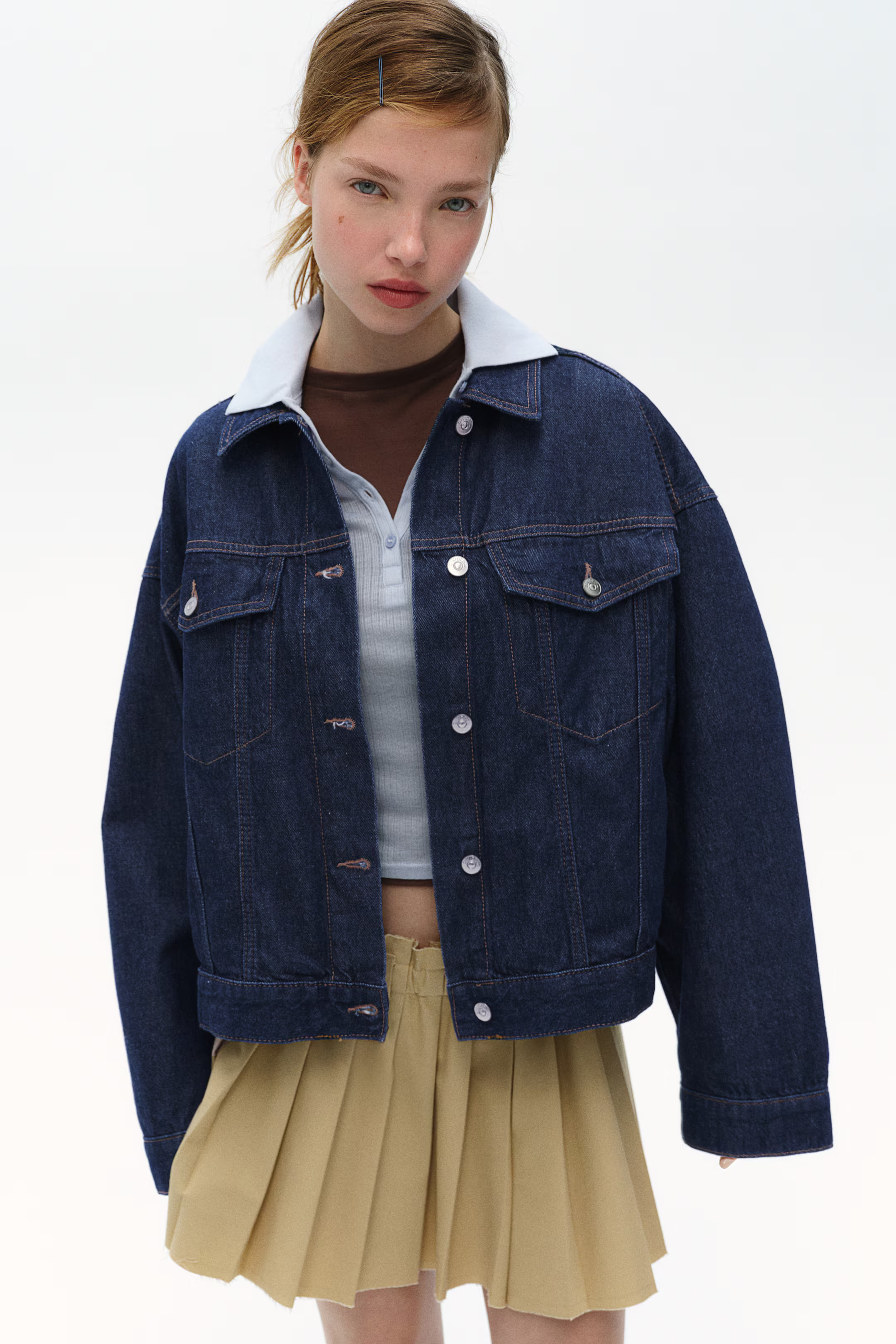 Denim Jacket - Long sleeve - Regular length - Dark denim blue - Ladies | H&M US | H&M (US + CA)