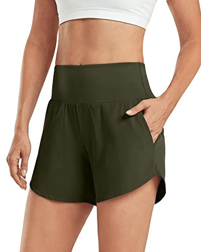 G4Free Women Summer Shorts Athletic Workout Shorts Lightweight Quick Dry Gym Tennis Shorts Loose Fit(Olive Green,XXL) | Amazon (US)