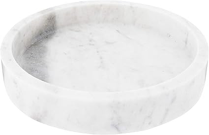 Creative Co-Op DF2369 8" Round Carved Marble Tray, White | Amazon (US)